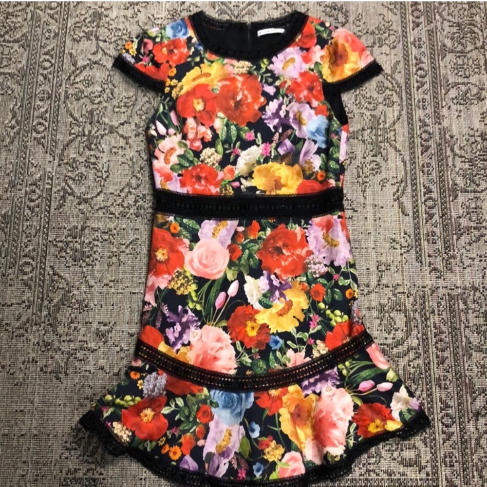 alice + olivia Rapunzel lace trim floral dress